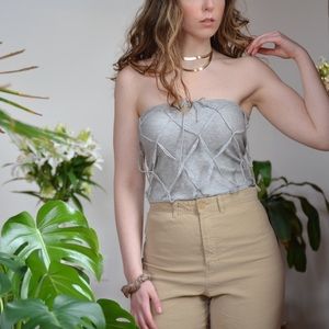 100% Cashmere cage knit tube top